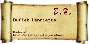 Duffek Henrietta névjegykártya