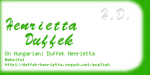 henrietta duffek business card